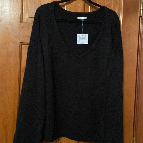 American Eagle Outfitters Black Oversized V-Neck Sweater Size XXL - Picture 5 of 8